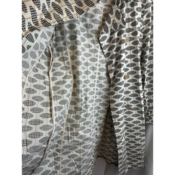 GAP‎ Double Breasted Trench Coat Belted Geo Print Button Up L Chic Vintage 58-02 - Picture 15 of 15